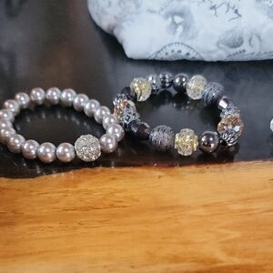 Chic Beaded and Pearl Bracelet Duo